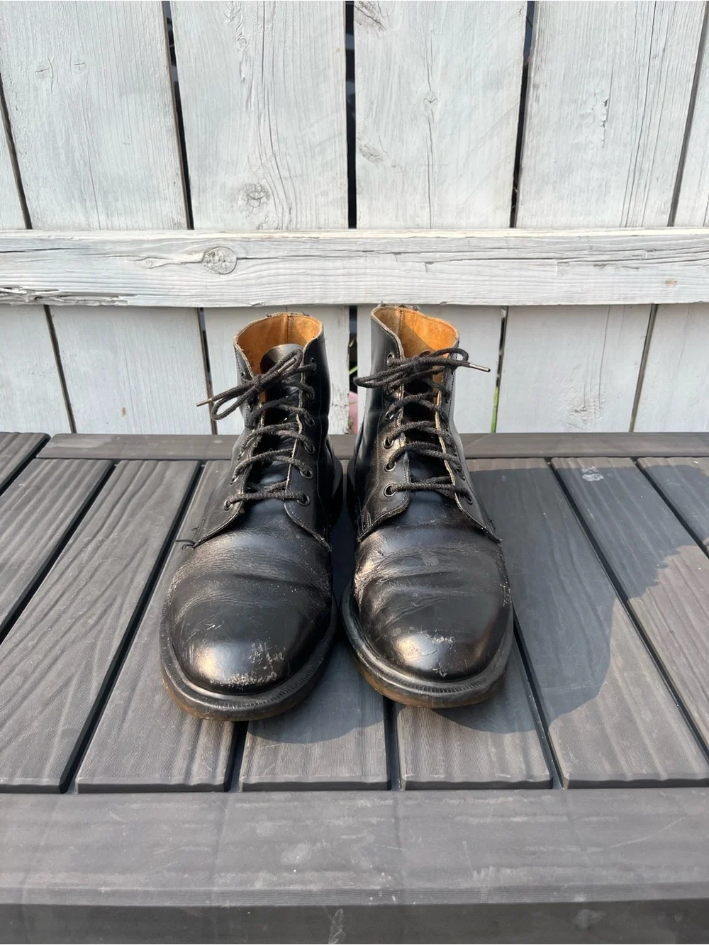 Vintage Dr. Doc Martens Black Leather Boots 6 Eyelet Made in England Size 10